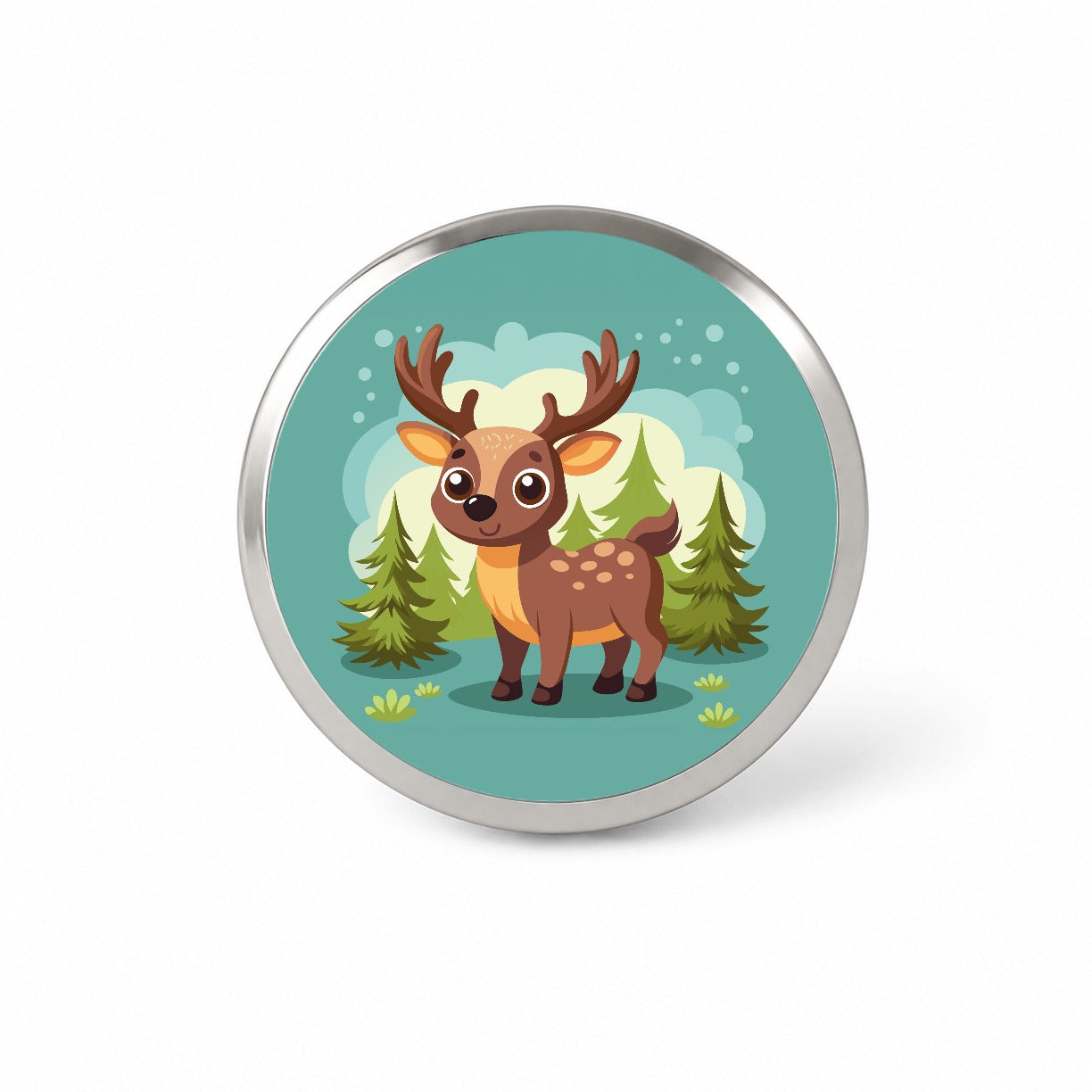 Moose Cute in Forest Novelty Hat Backpack Lapel Pin