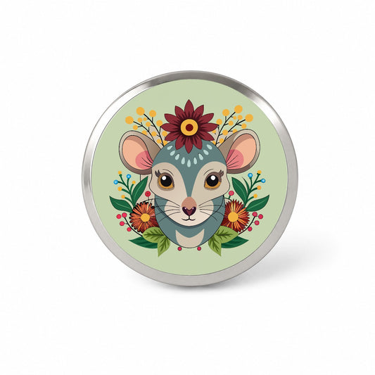Mouse Floral Flowers Novelty Hat Backpack Lapel Pin