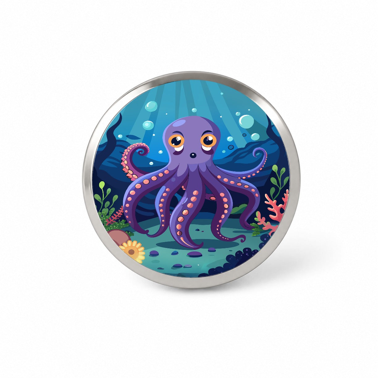 Octopus in Ocean Cute Novelty Hat Backpack Lapel Pin