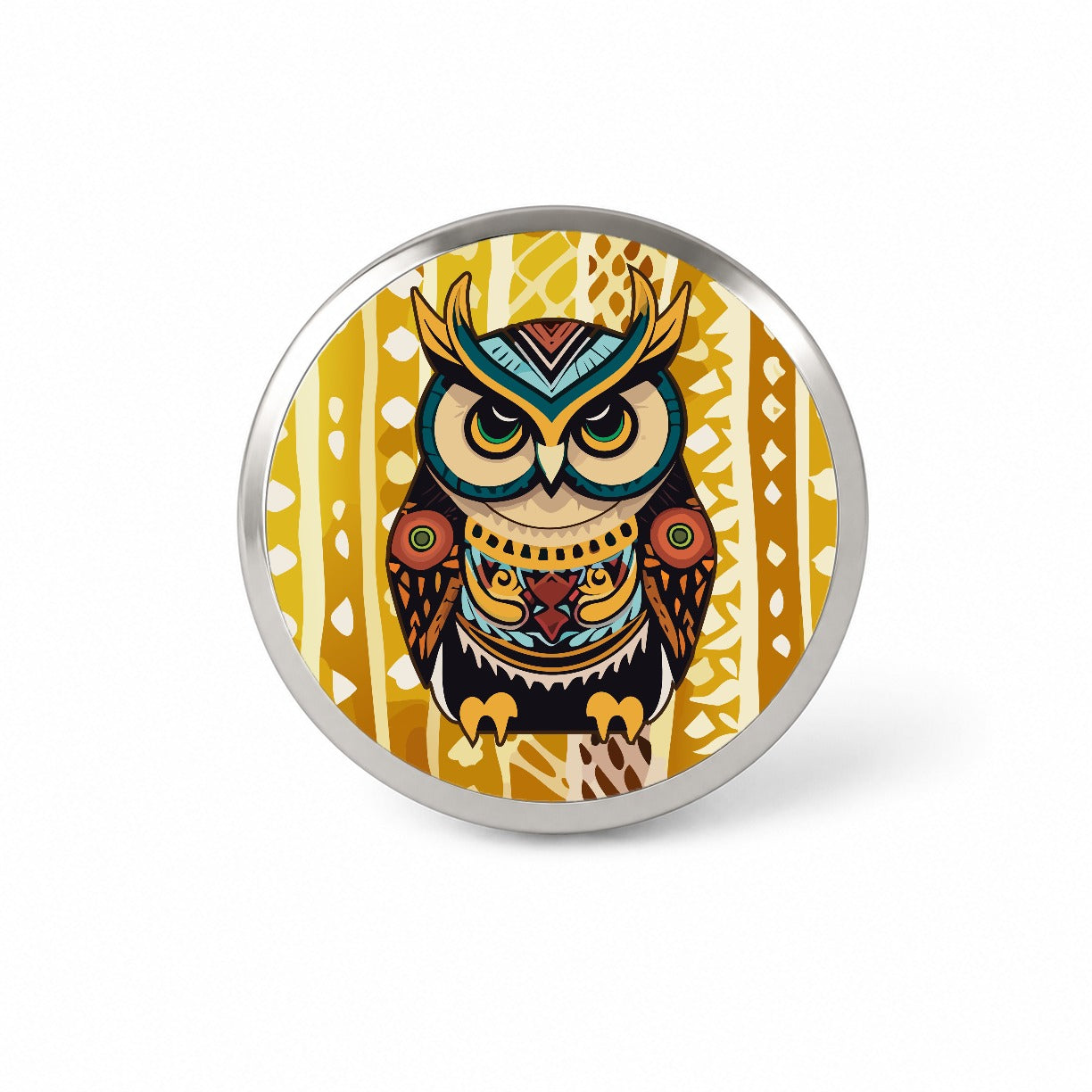 Owl Tribal Colorful Bird Novelty Hat Backpack Lapel Pin