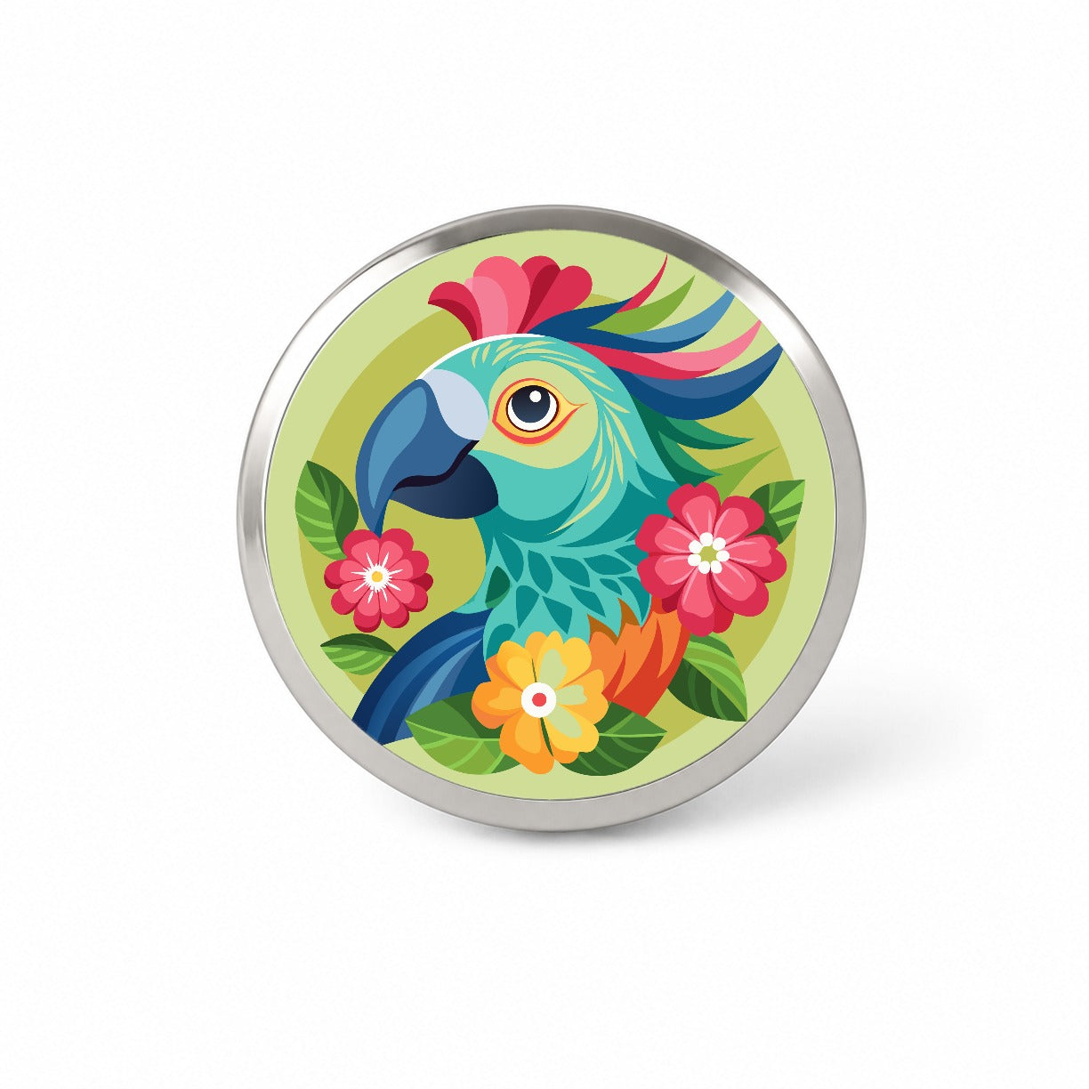 Parrot Bird Floral Flowers Novelty Hat Backpack Lapel Pin