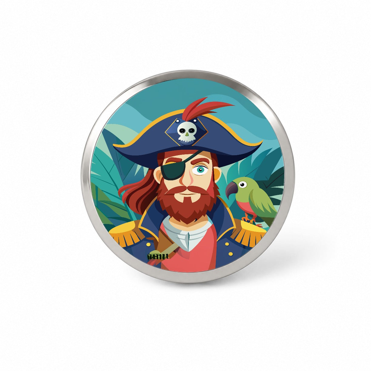 Pirate with Eye Patch and Parrot Novelty Hat Backpack Lapel Pin