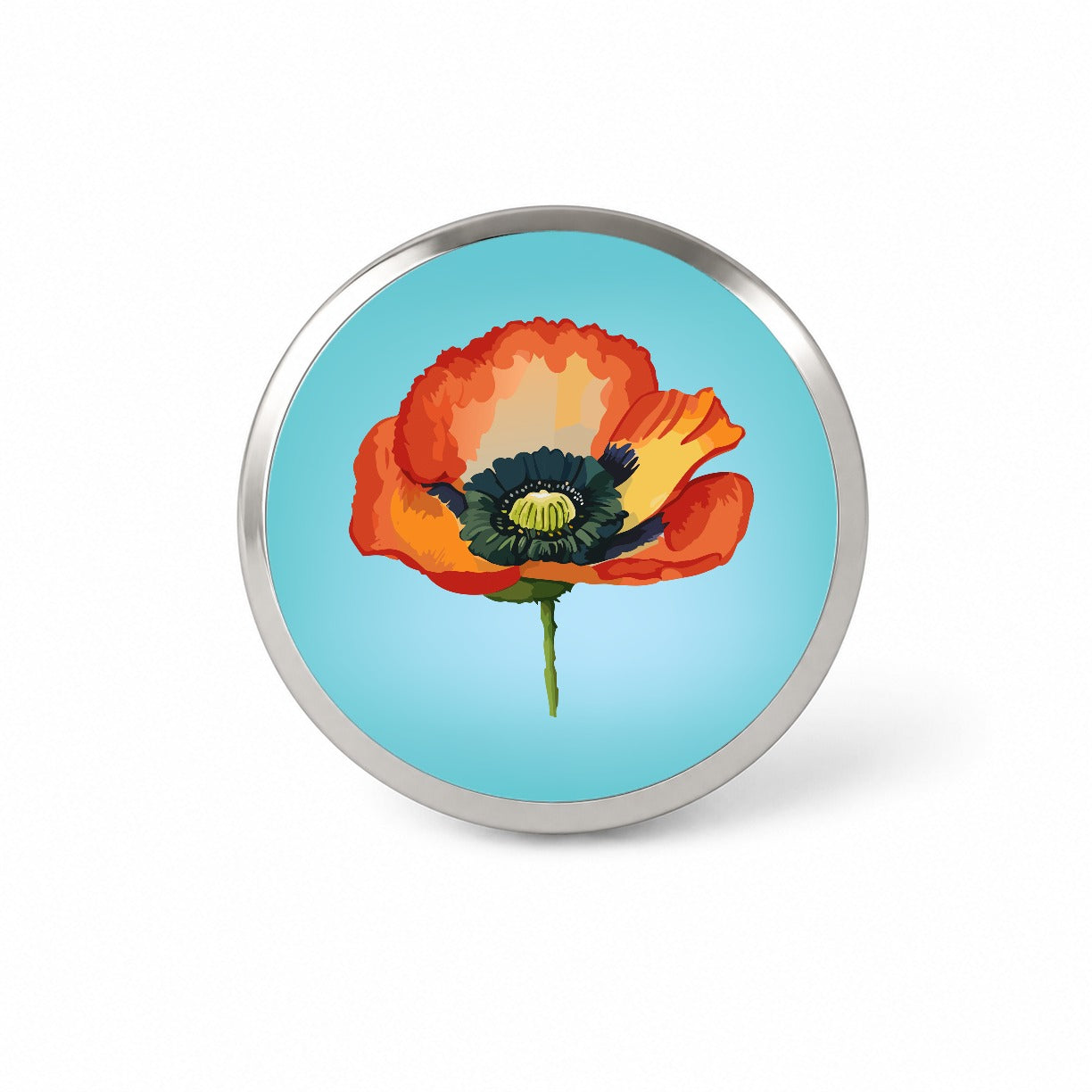 Poppy Icelandic Orange Flower Watercolor Novelty Hat Backpack Lapel Pin