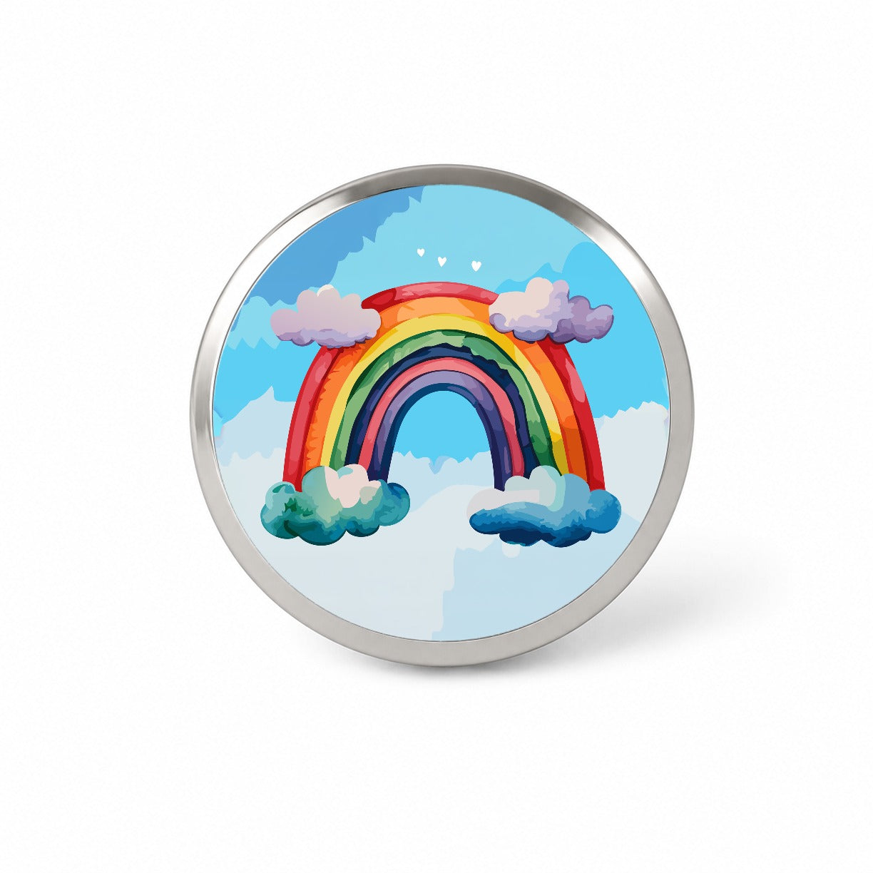 Rainbow and Clouds Watercolor Novelty Hat Backpack Lapel Pin