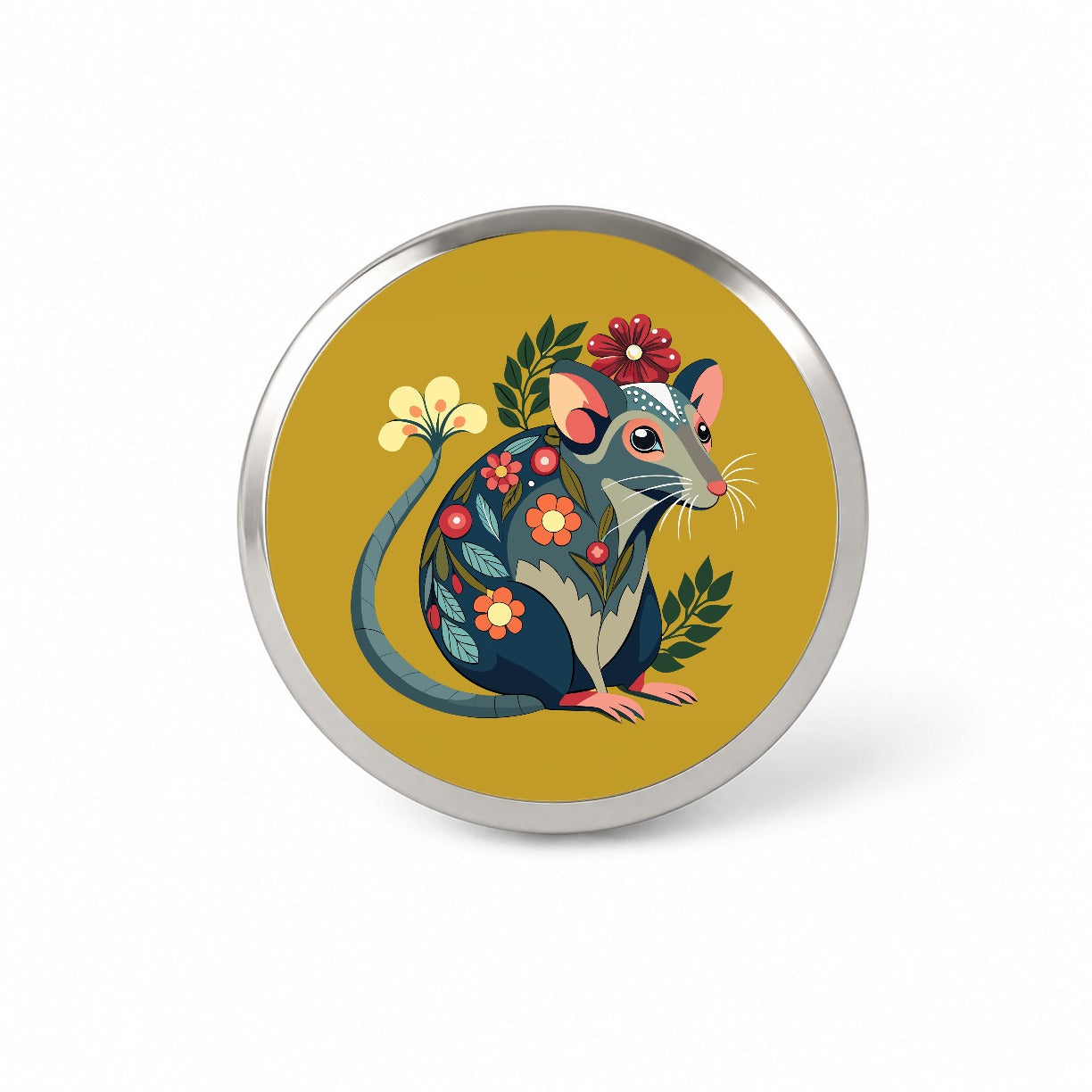 Rat Floral Flowers Novelty Hat Backpack Lapel Pin