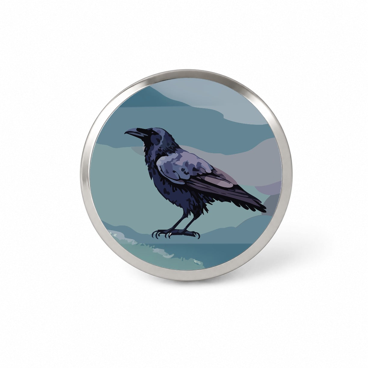 Raven Profile Bird Watercolor Novelty Hat Backpack Lapel Pin