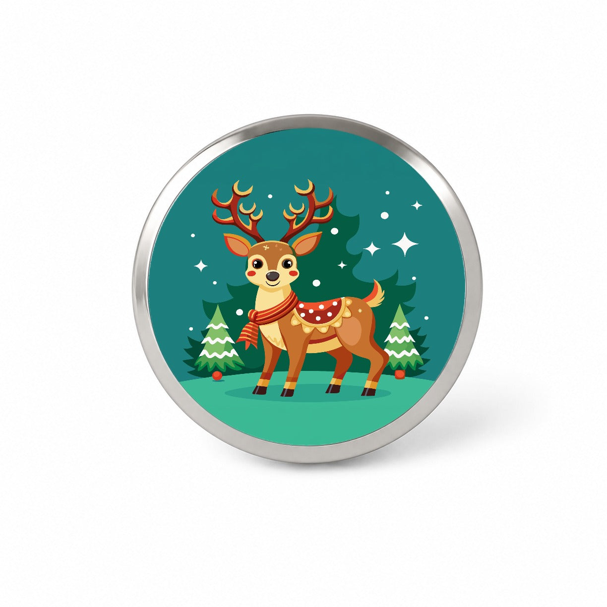 Reindeer Wearing Scarf Christmas Cute Novelty Hat Backpack Lapel Pin