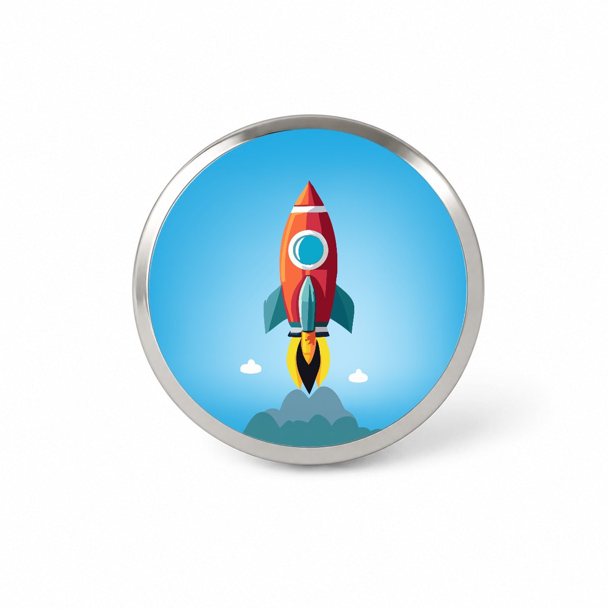 Rocket Ship Blasting Off Novelty Hat Backpack Lapel Pin