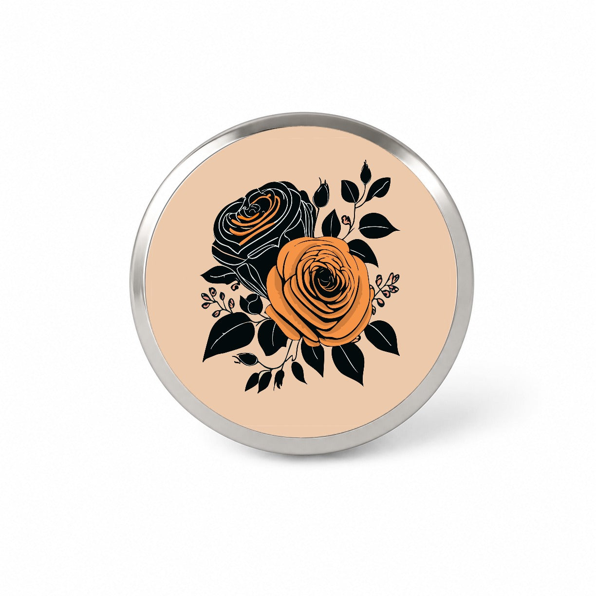 Roses Black Orange Fall Autumn Thanksgiving Halloween Motif Novelty Hat Backpack Lapel Pin