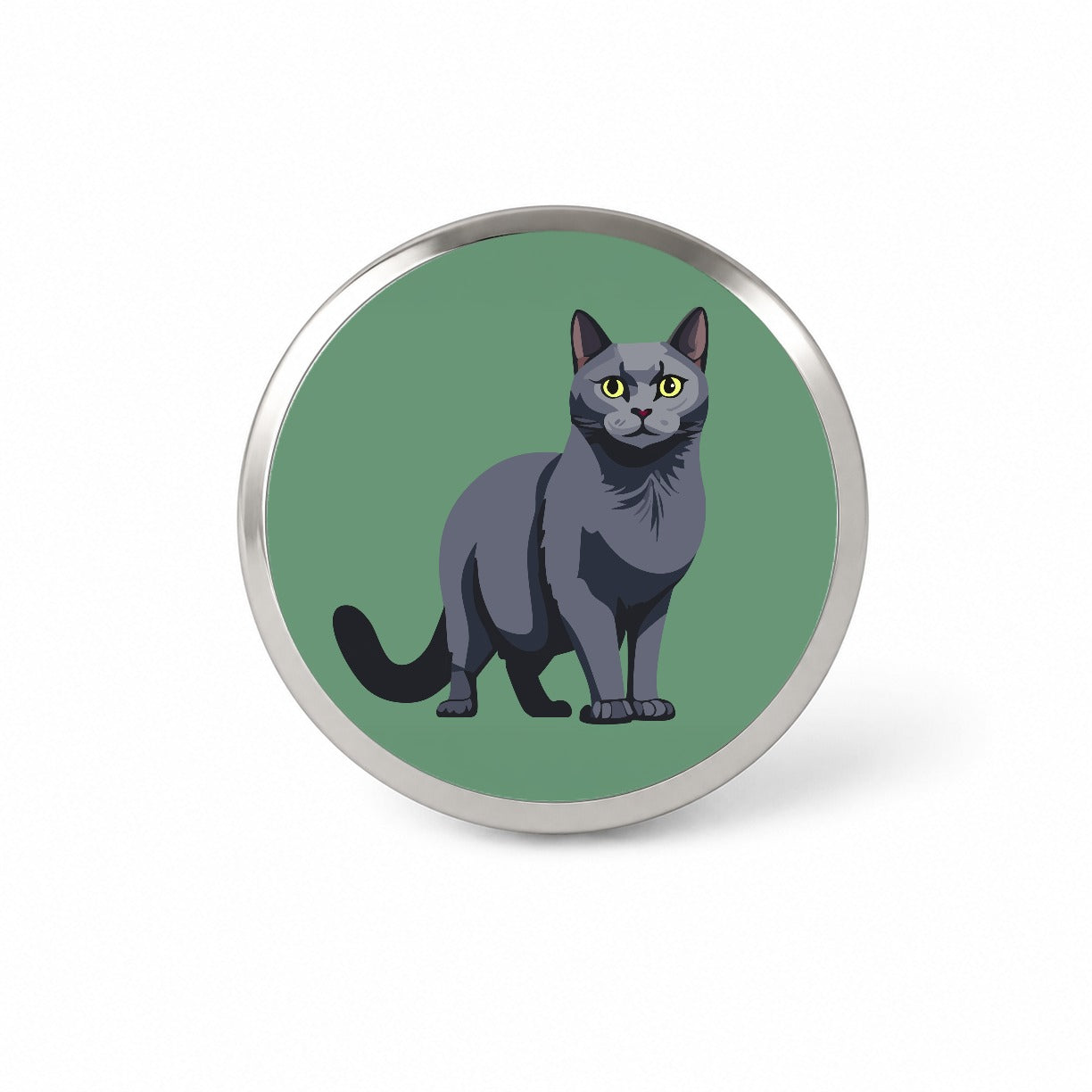 Russian Blue Cat Standing Novelty Hat Backpack Lapel Pin