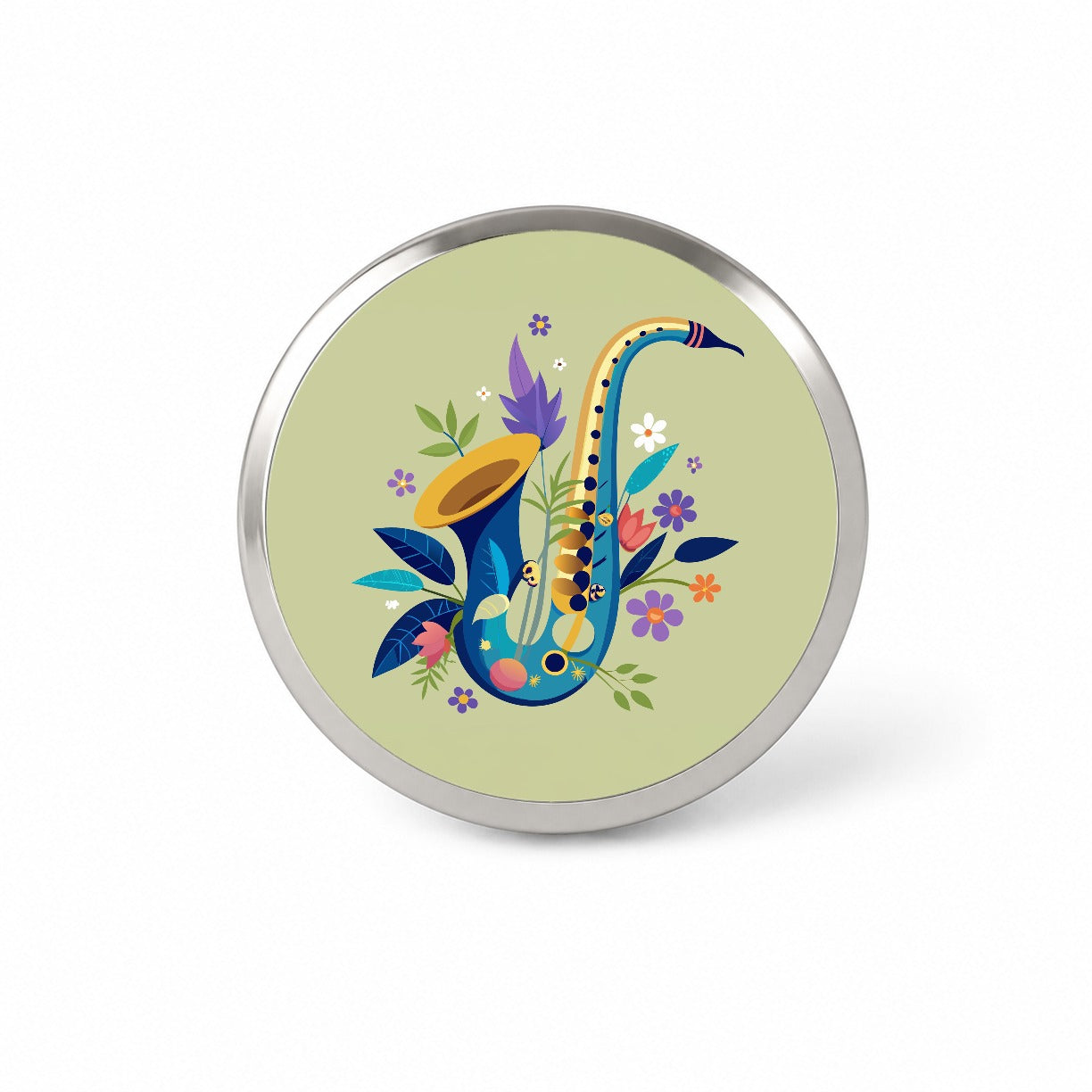 Saxophone Instrument Music Floral Motif Novelty Hat Backpack Lapel Pin