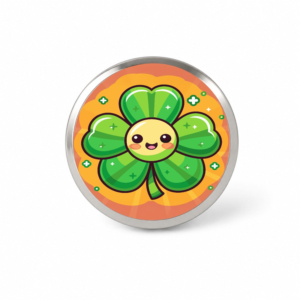 Shamrock Smiling Cute Novelty Hat Backpack Lapel Pin