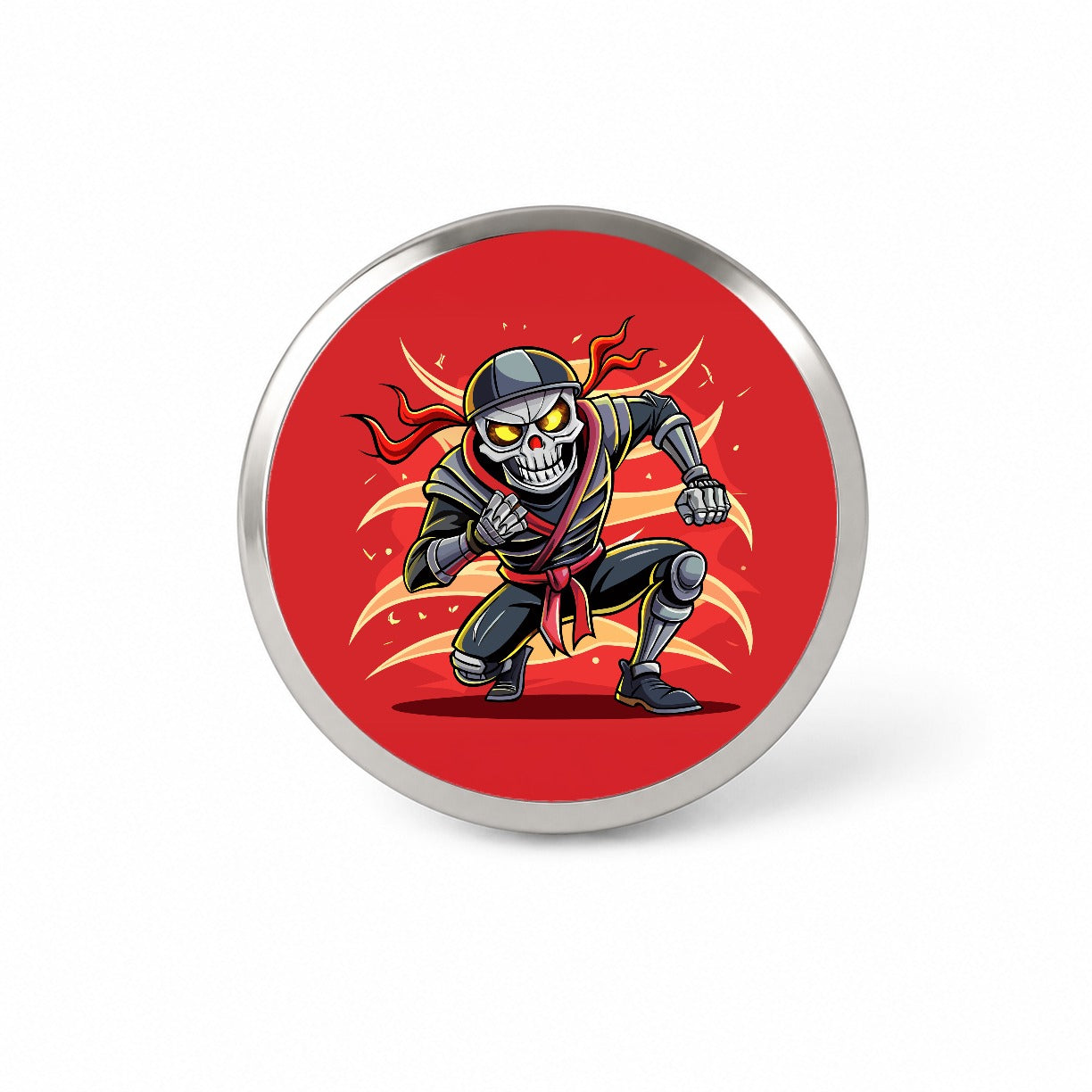 Skeleton Ninja Fighting Warrior Novelty Hat Backpack Lapel Pin