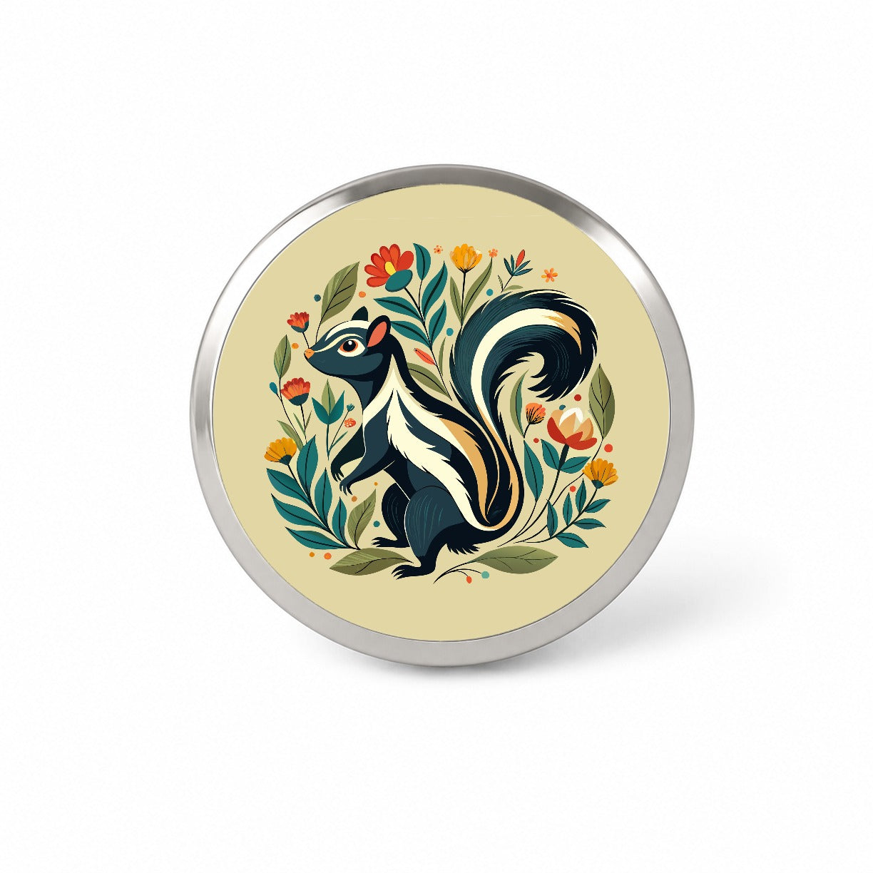 Skunk Floral Flowers Novelty Hat Backpack Lapel Pin