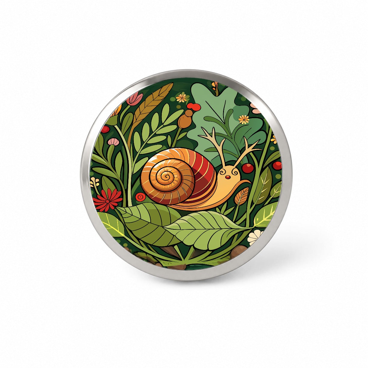 Snail Botanical Art Nouveau Novelty Hat Backpack Lapel Pin