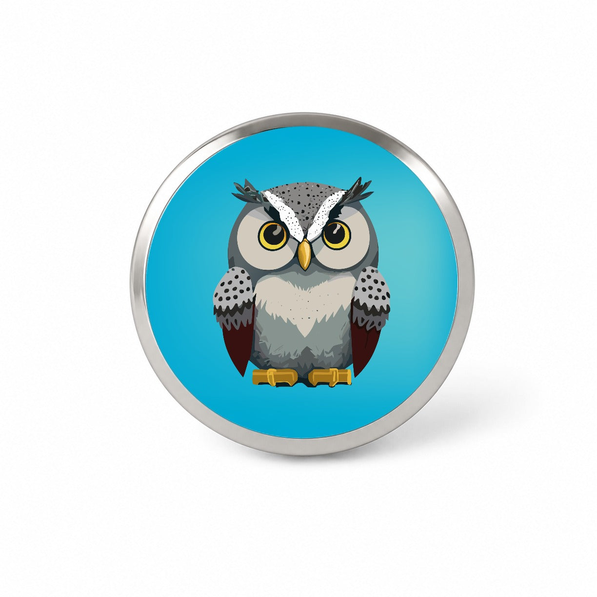 Snowy Owl Staring Novelty Hat Backpack Lapel Pin