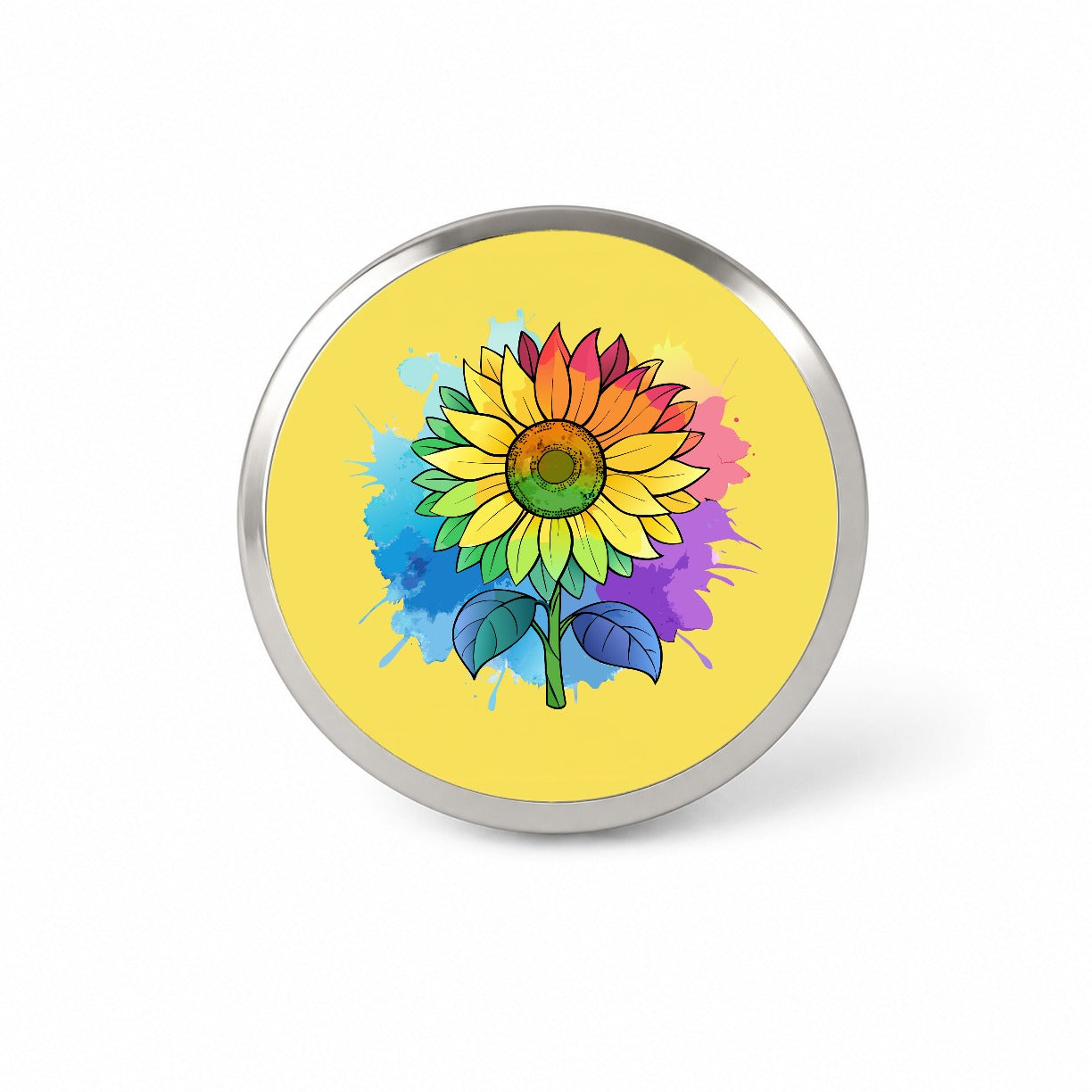 Sunflower Rainbow Watercolor Novelty Hat Backpack Lapel Pin