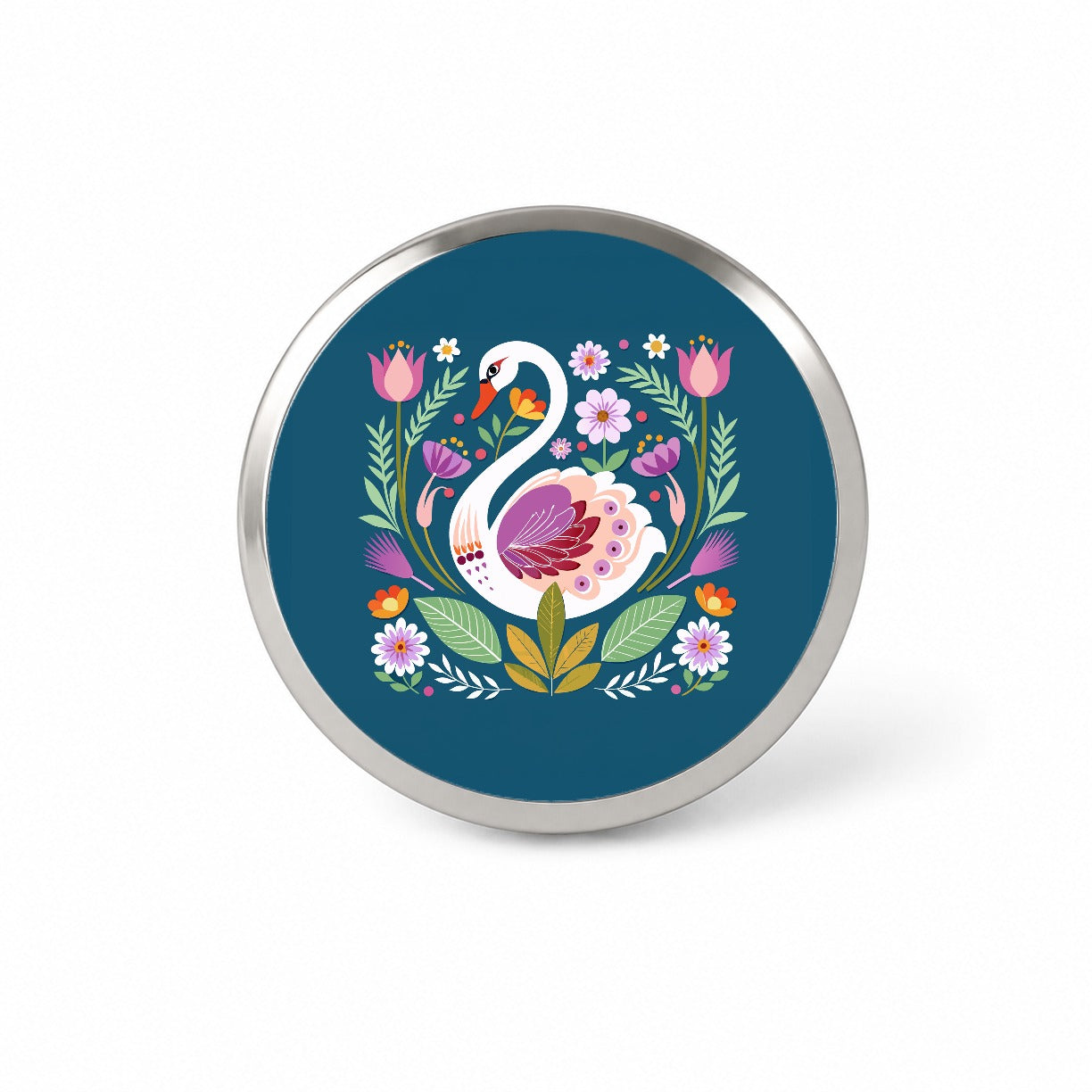 Swan Bird Floral Flowers Novelty Hat Backpack Lapel Pin