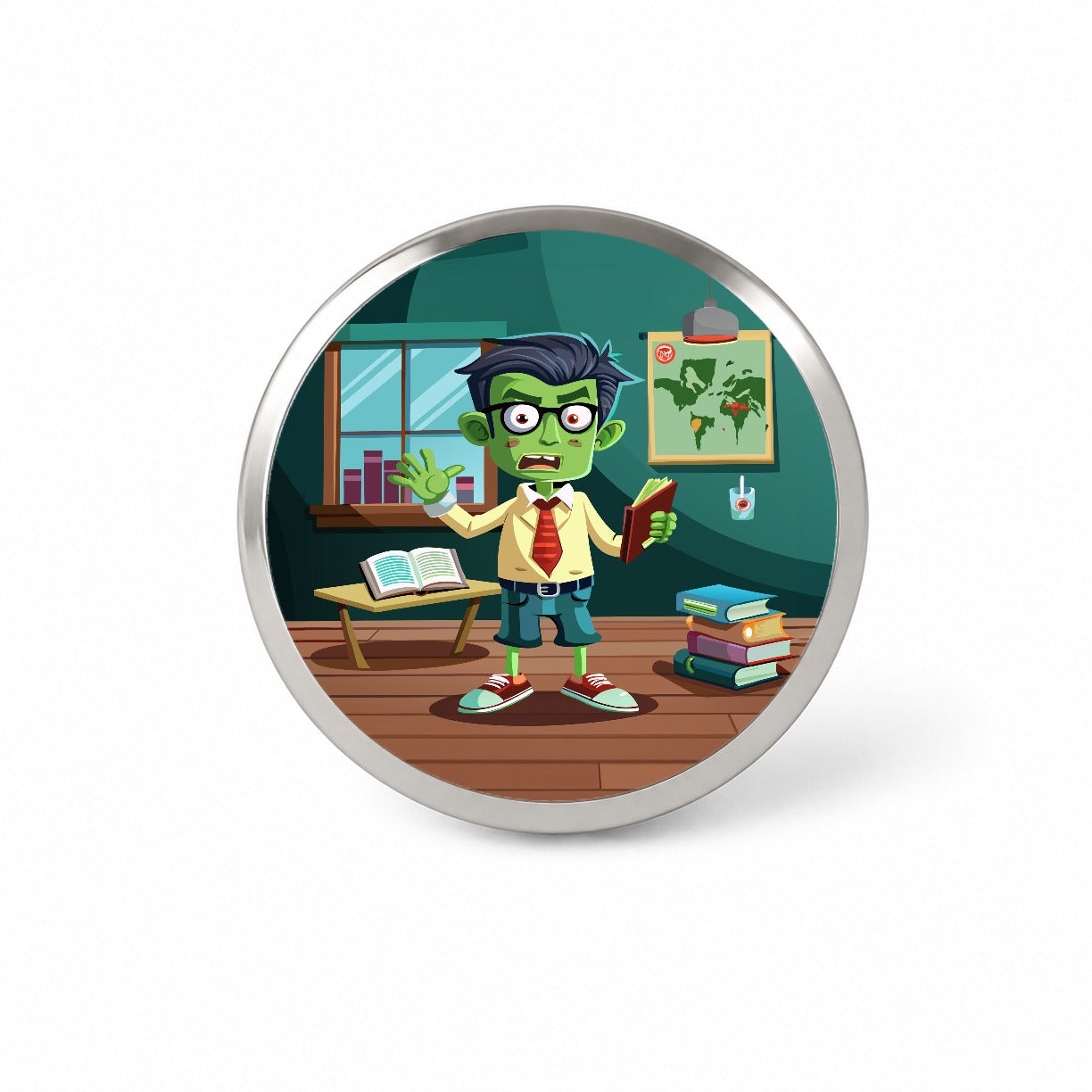 Teacher Zombie Man Male Funny Novelty Hat Backpack Lapel Pin