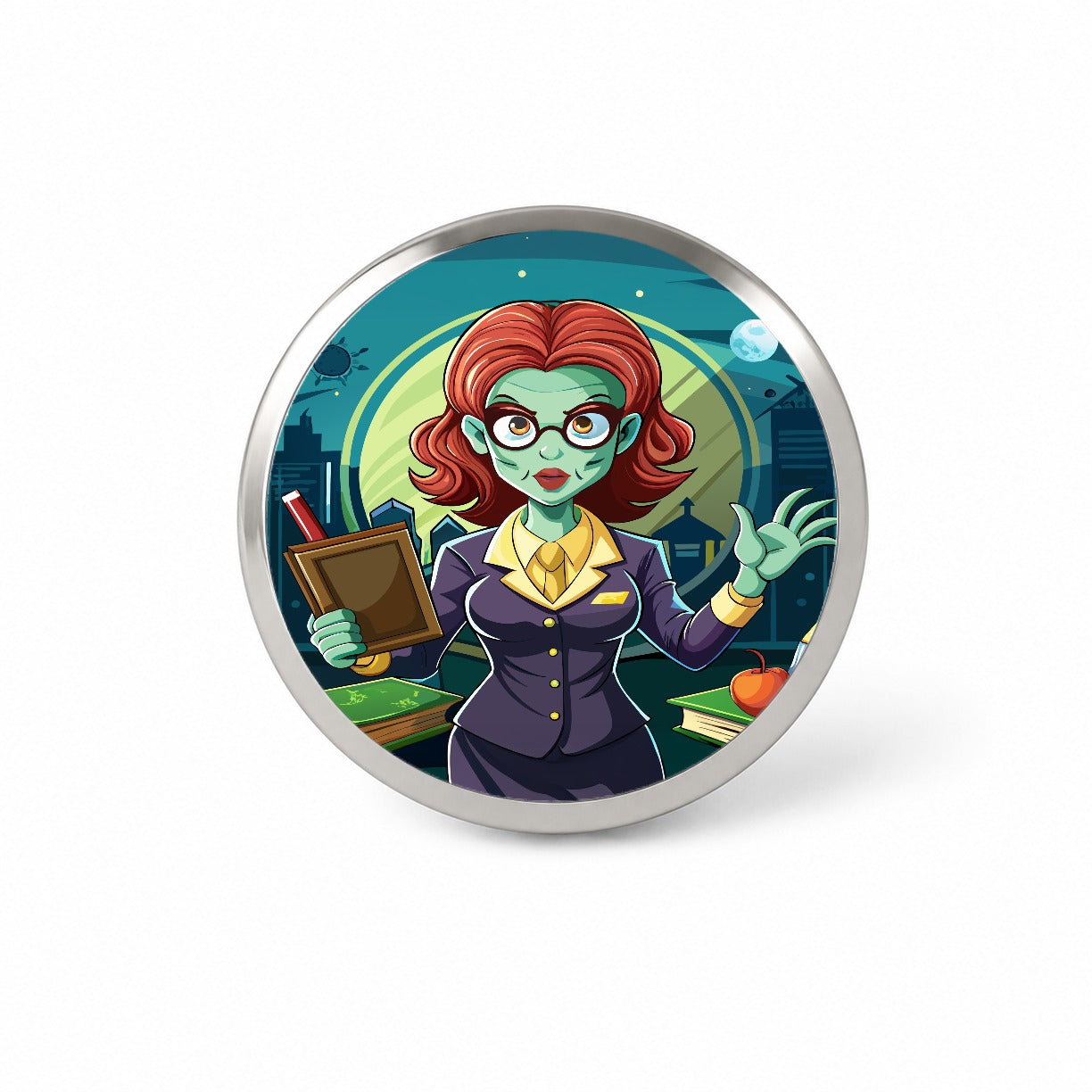 Teacher Zombie Woman Female Funny Novelty Hat Backpack Lapel Pin