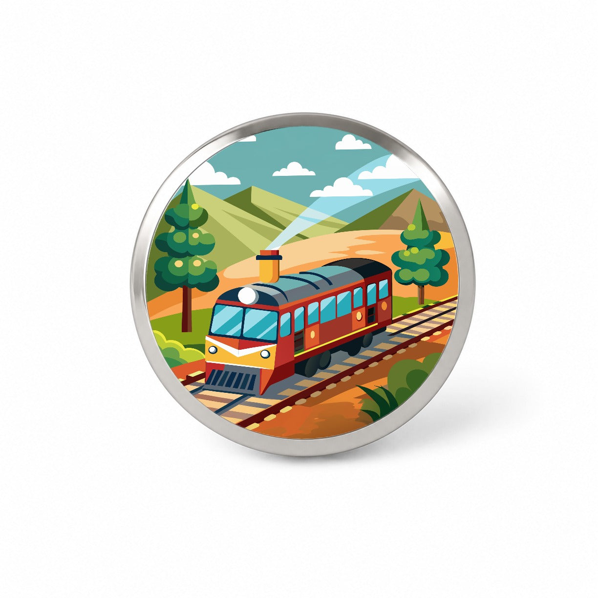 Train on Track Novelty Hat Backpack Lapel Pin