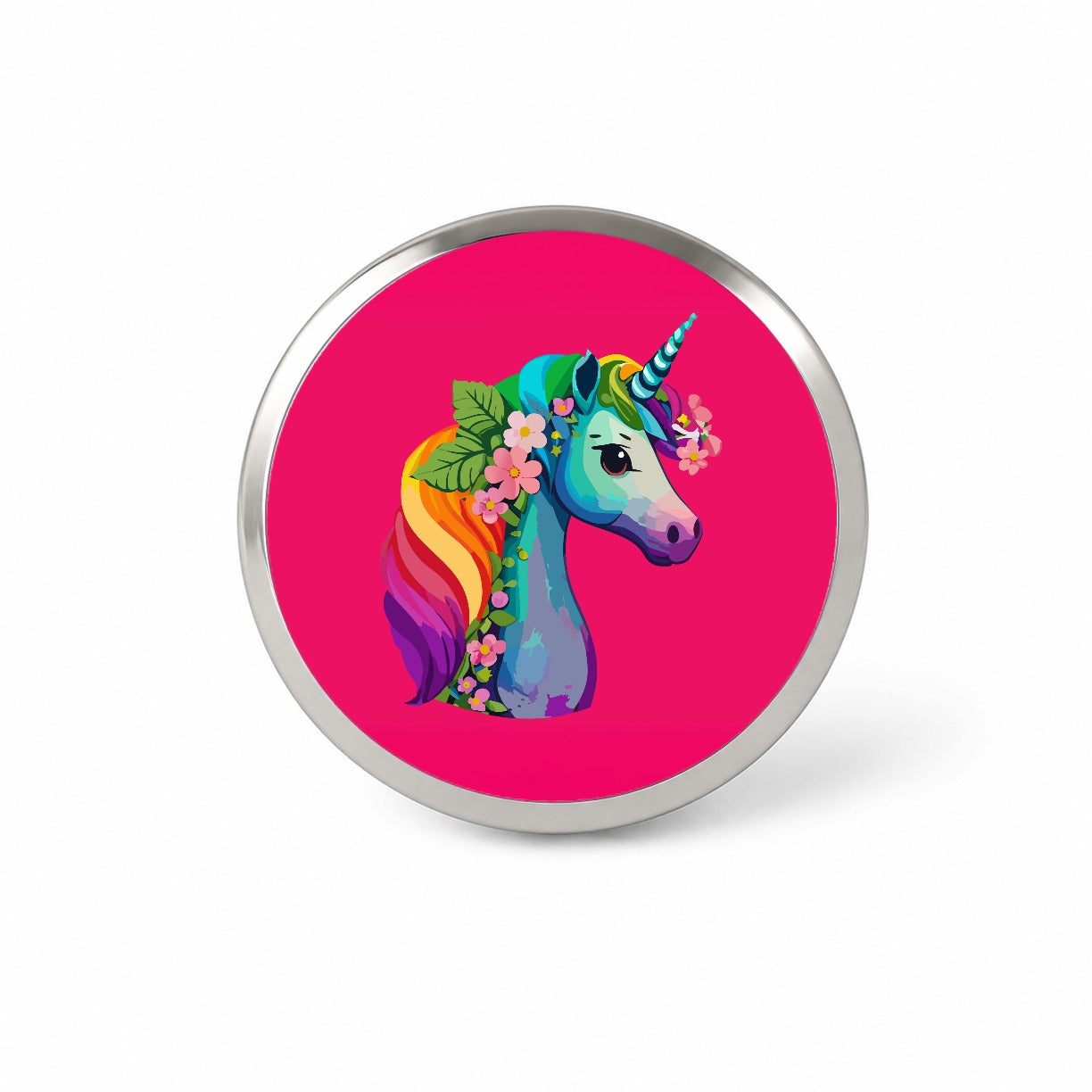 Unicorn Rainbow Head Flowers Novelty Hat Backpack Lapel Pin