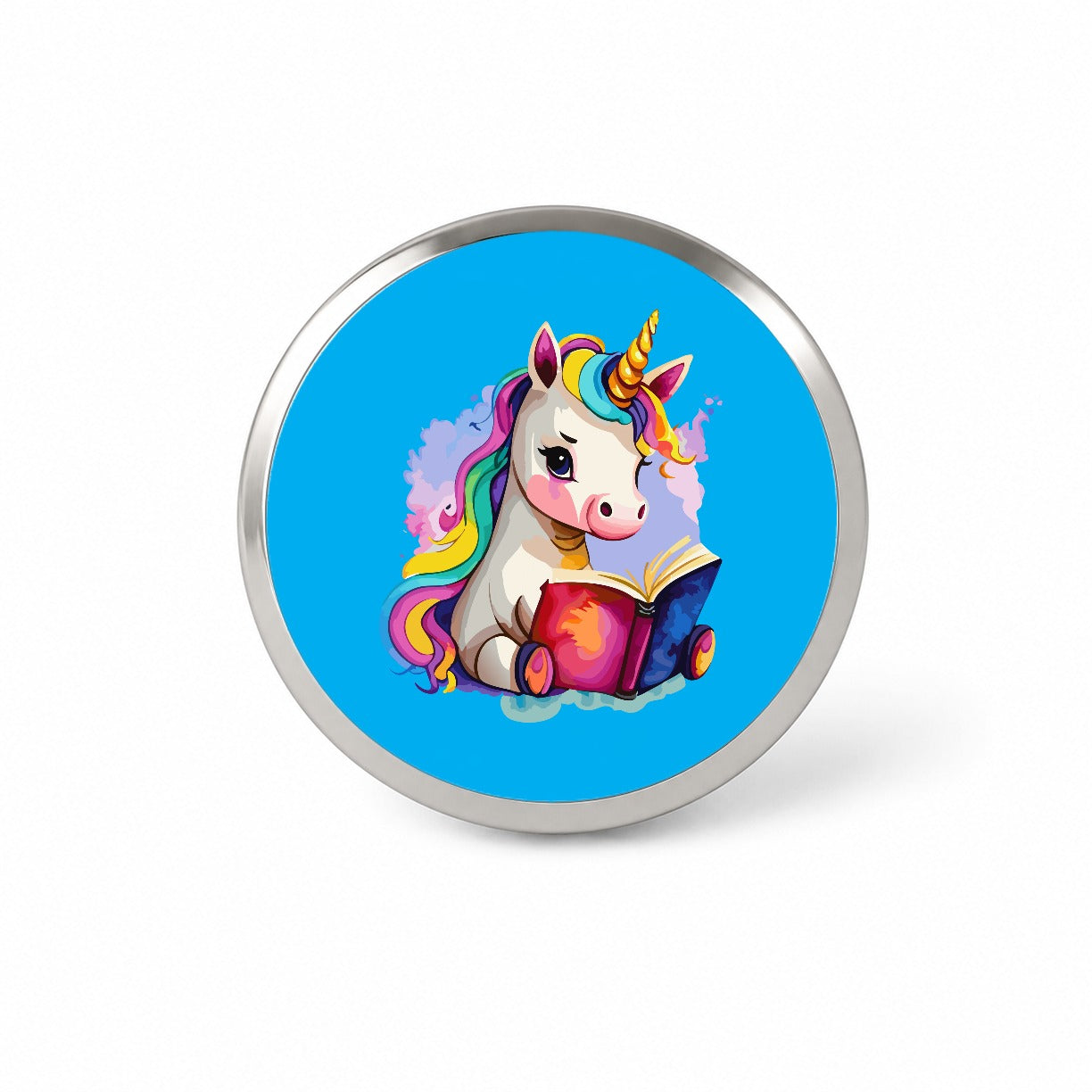 Unicorn Reading Book Reader Novelty Hat Backpack Lapel Pin
