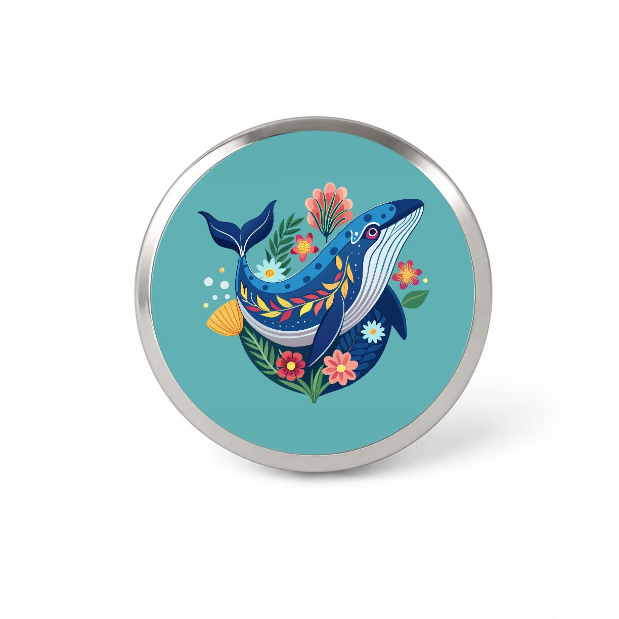 Whale Floral Flowers Novelty Hat Backpack Lapel Pin