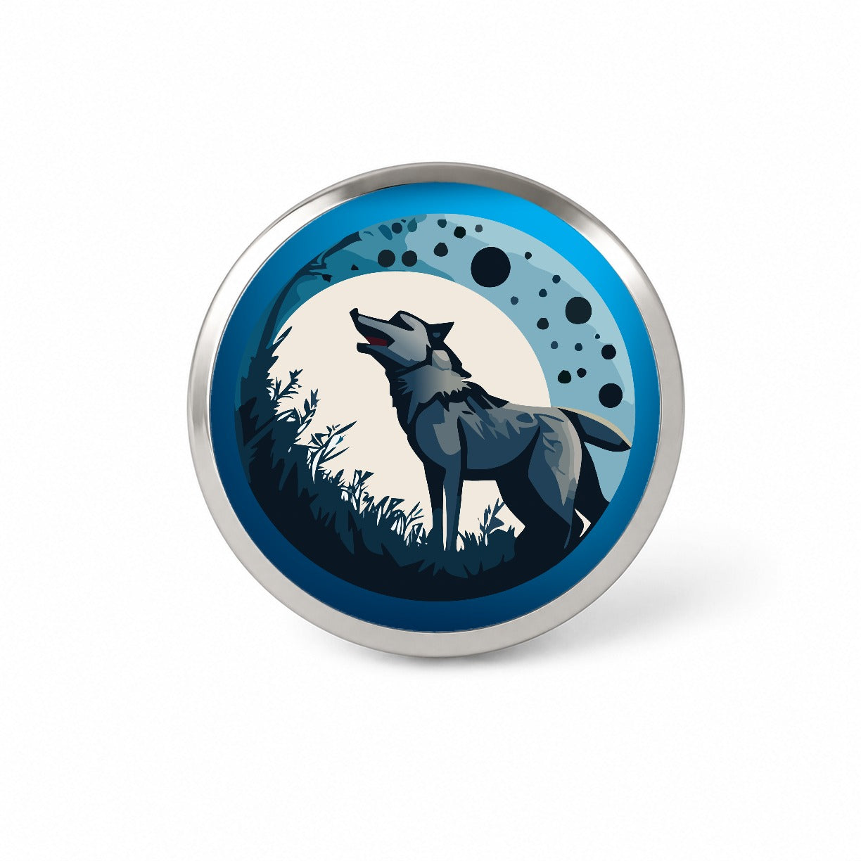 Wolf Howling Night Moon Novelty Hat Backpack Lapel Pin