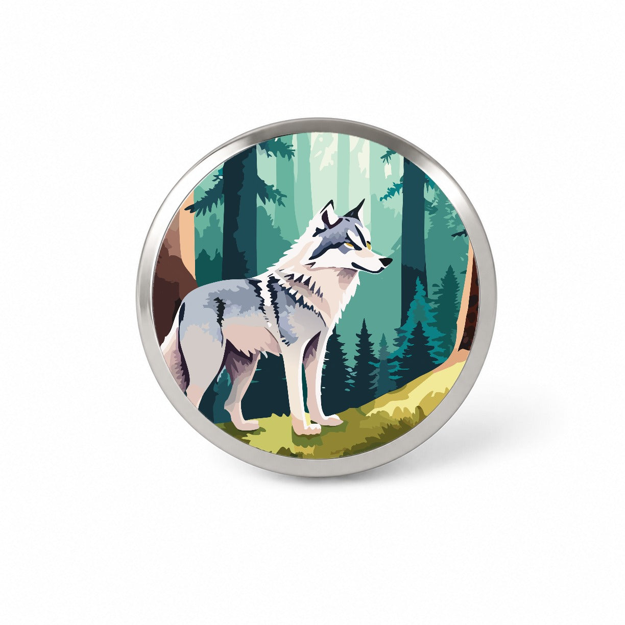 Wolf Standing Watercolor Novelty Hat Backpack Lapel Pin