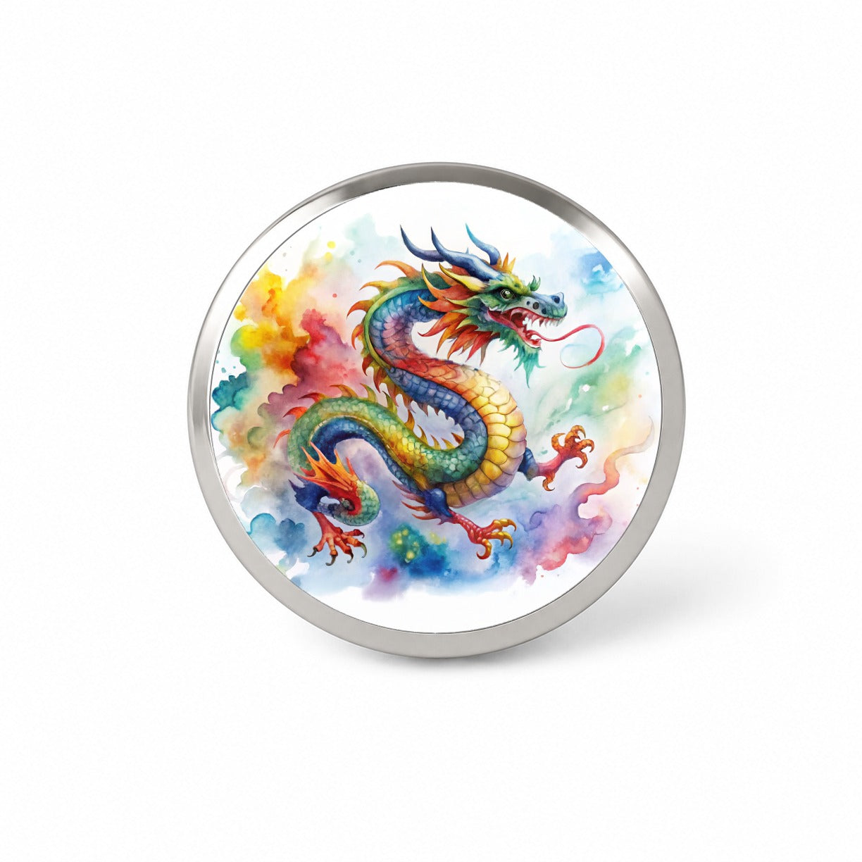 Asian Dragon Watercolor Design Novelty Hat Backpack Lapel Pin