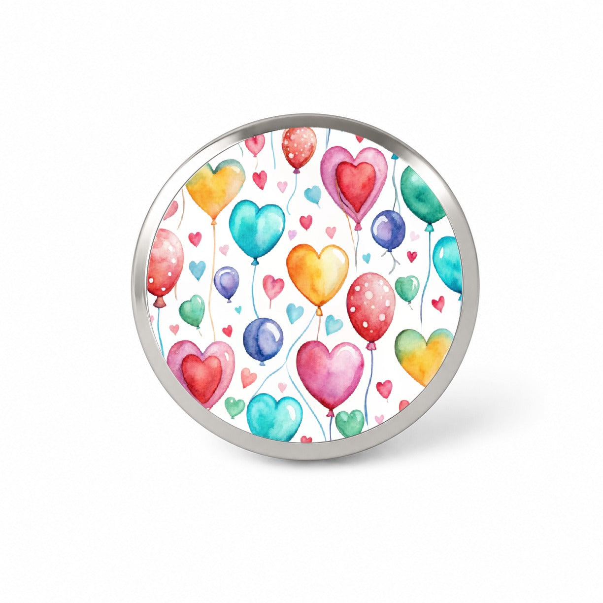 Balloons Hearts Colorful Watercolor Birthday Novelty Hat Backpack Lapel Pin