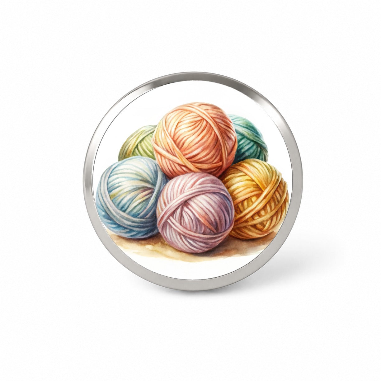 Balls Of Pastel Yarn Knitting Crochet Watercolor Novelty Hat Backpack Lapel Pin