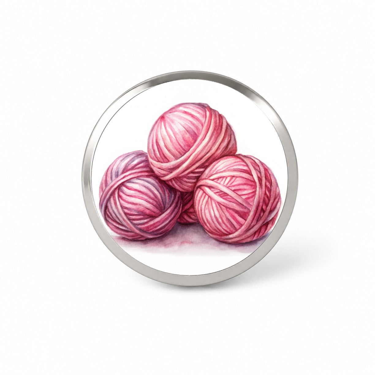 Balls Of Pink Yarn Knitting Crochet Watercolor Novelty Hat Backpack Lapel Pin