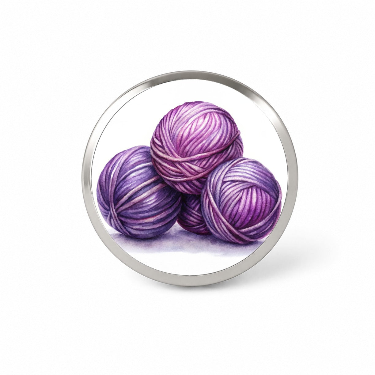 Balls Of Purple Yarn Knitting Crochet Watercolor Novelty Hat Backpack Lapel Pin