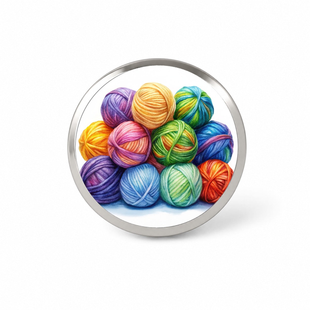 Balls Of Rainbow Yarn Knitting Crochet Watercolor Novelty Hat Backpack Lapel Pin