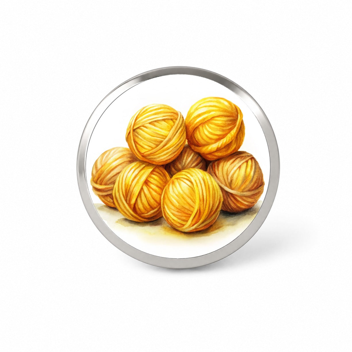Balls Of Yellow Yarn Knitting Crochet Watercolor Novelty Hat Backpack Lapel Pin