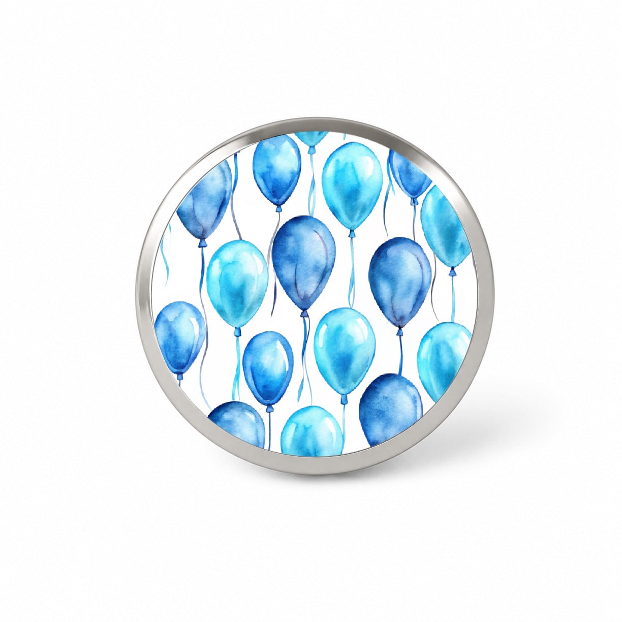 Blue Balloons Watercolor Birthday Novelty Hat Backpack Lapel Pin