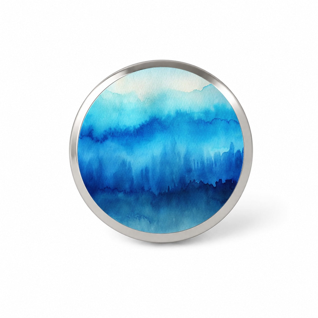 Blue Ombre Forest Watercolor Novelty Hat Backpack Lapel Pin