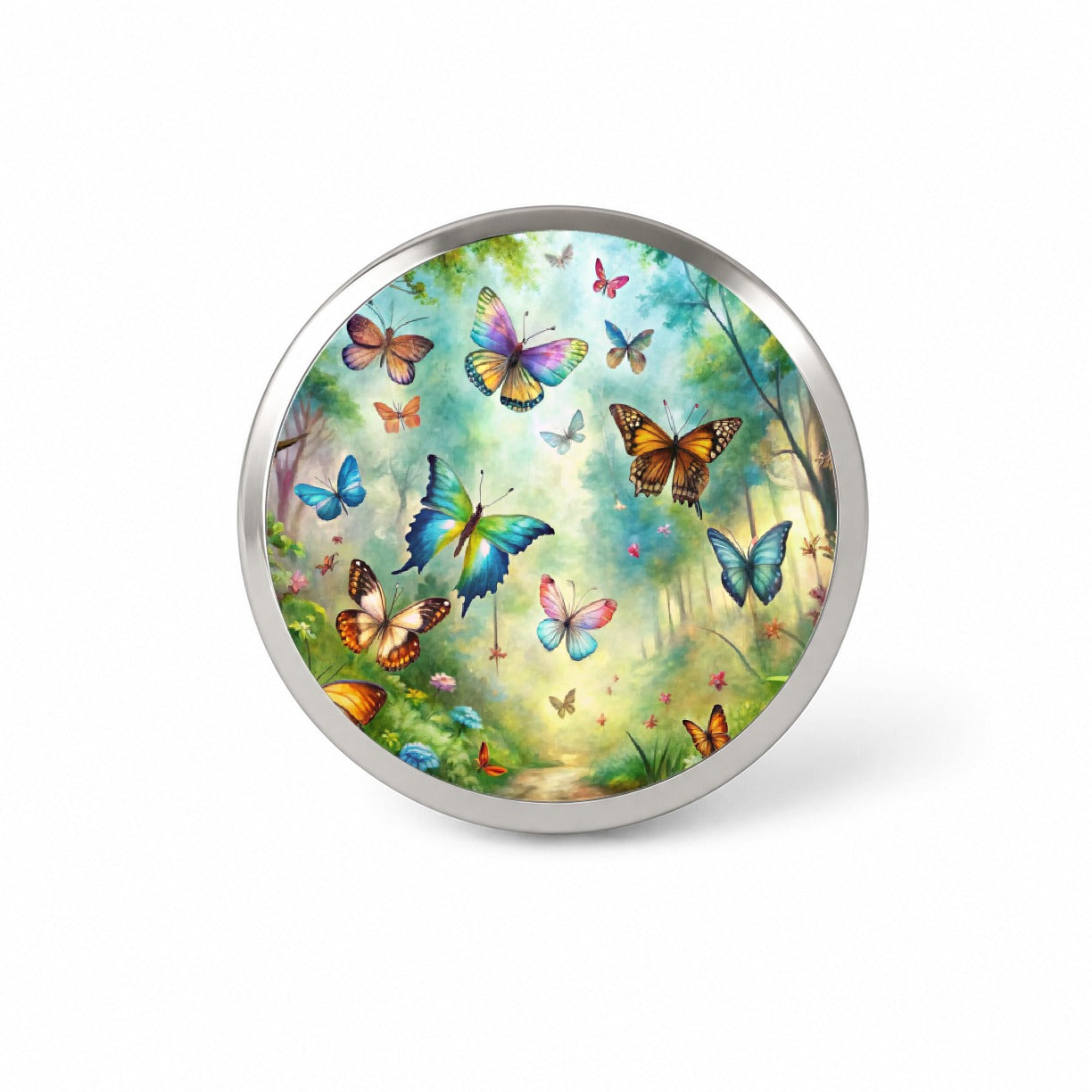 Butterflies In Forest Fantasy Watercolor Novelty Hat Backpack Lapel Pin
