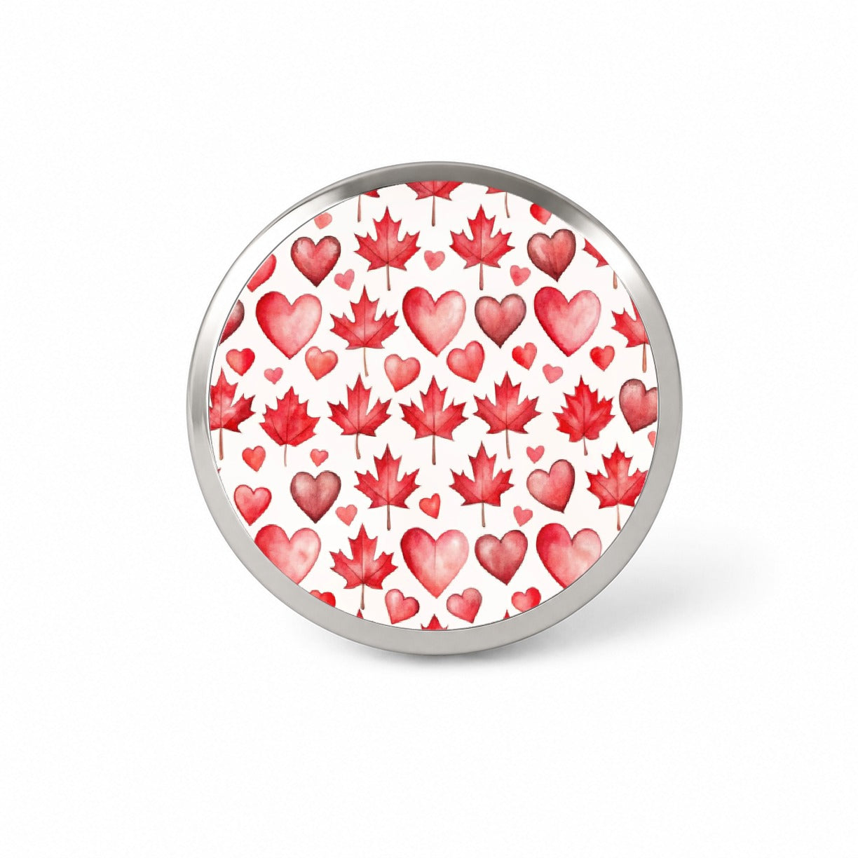 Canada Flags Maple Leaf Hearts Watercolor Novelty Hat Backpack Lapel Pin