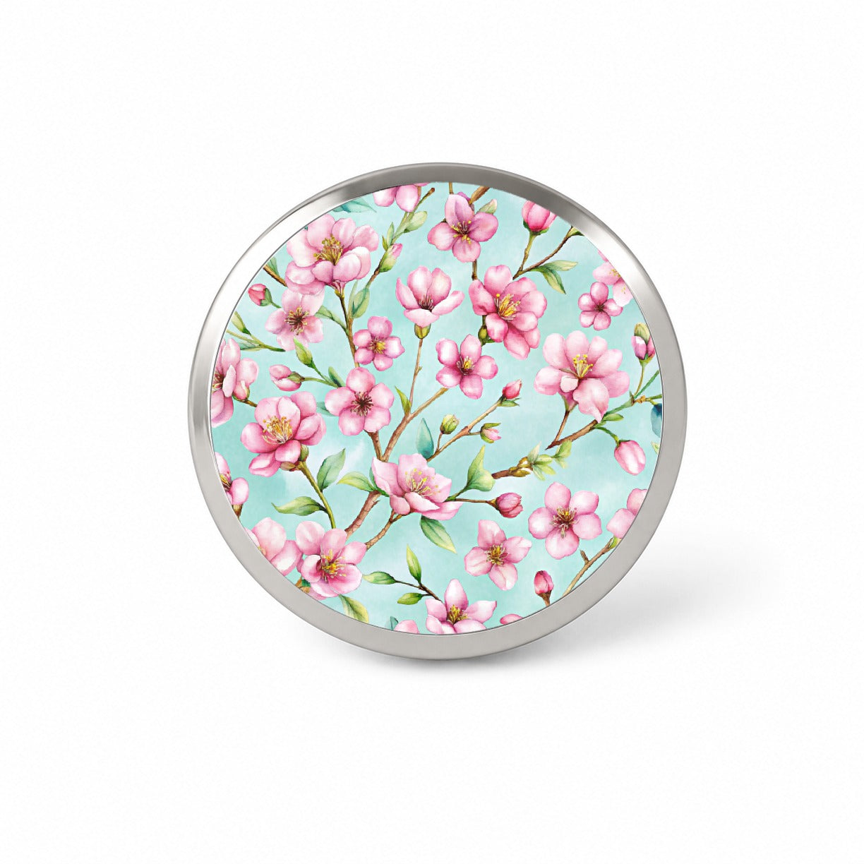 Cherry Blossom Flowers Light Blue Novelty Hat Backpack Lapel Pin