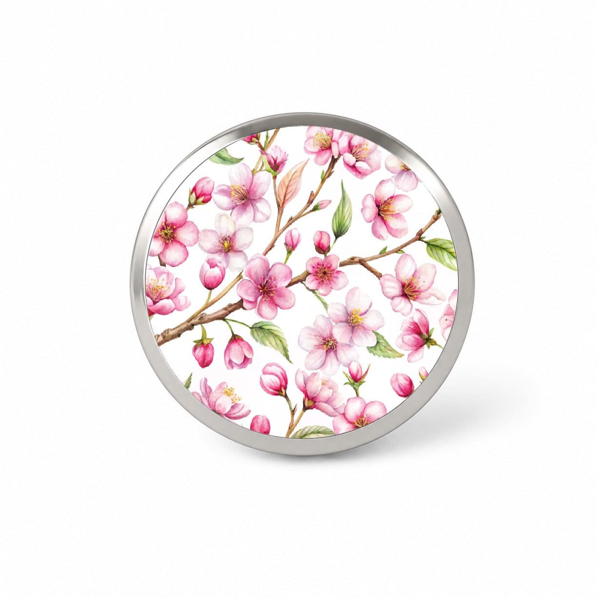 Cherry Blossom Flowers White Novelty Hat Backpack Lapel Pin