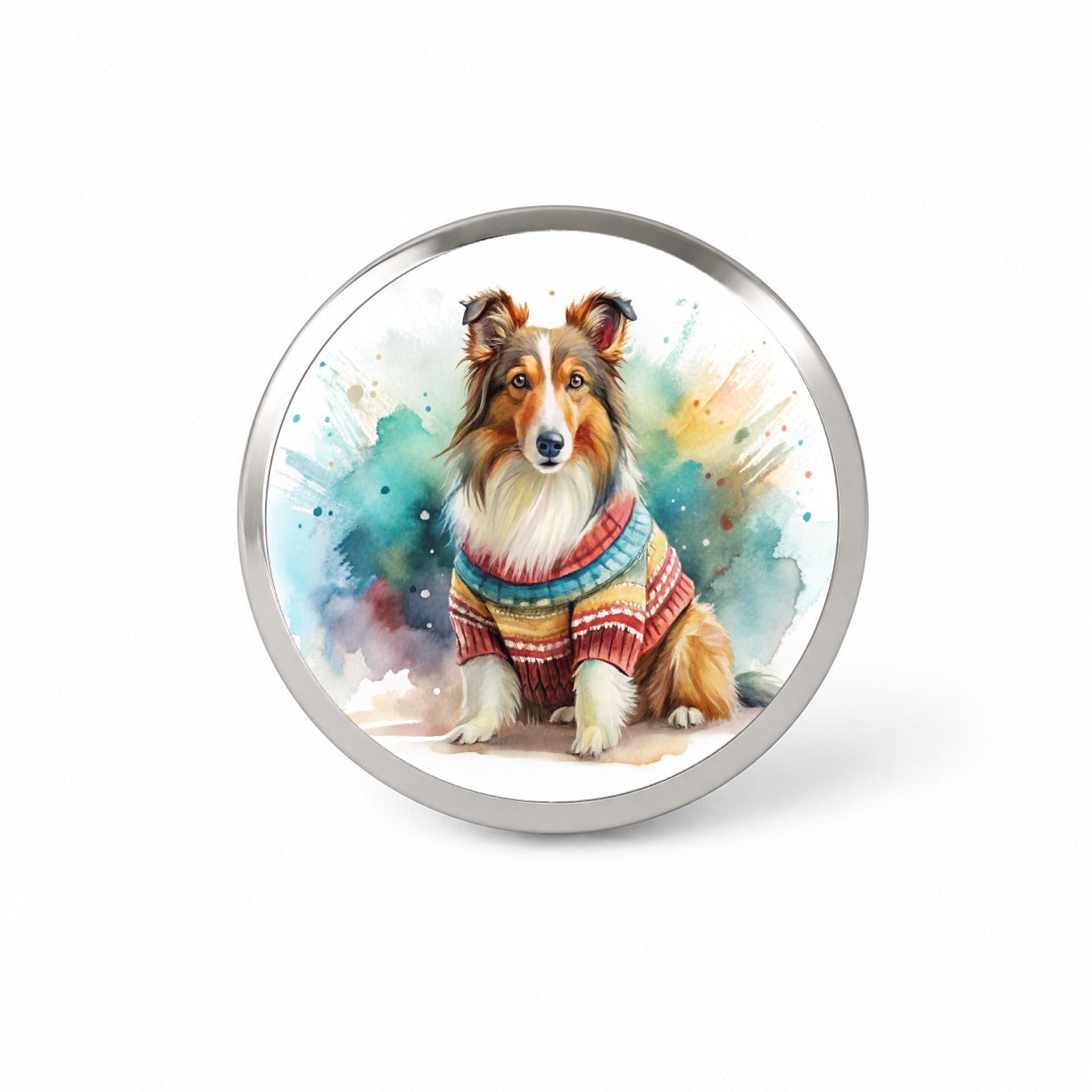Collie Dog Wearing A Sweater Watercolor Novelty Hat Backpack Lapel Pin