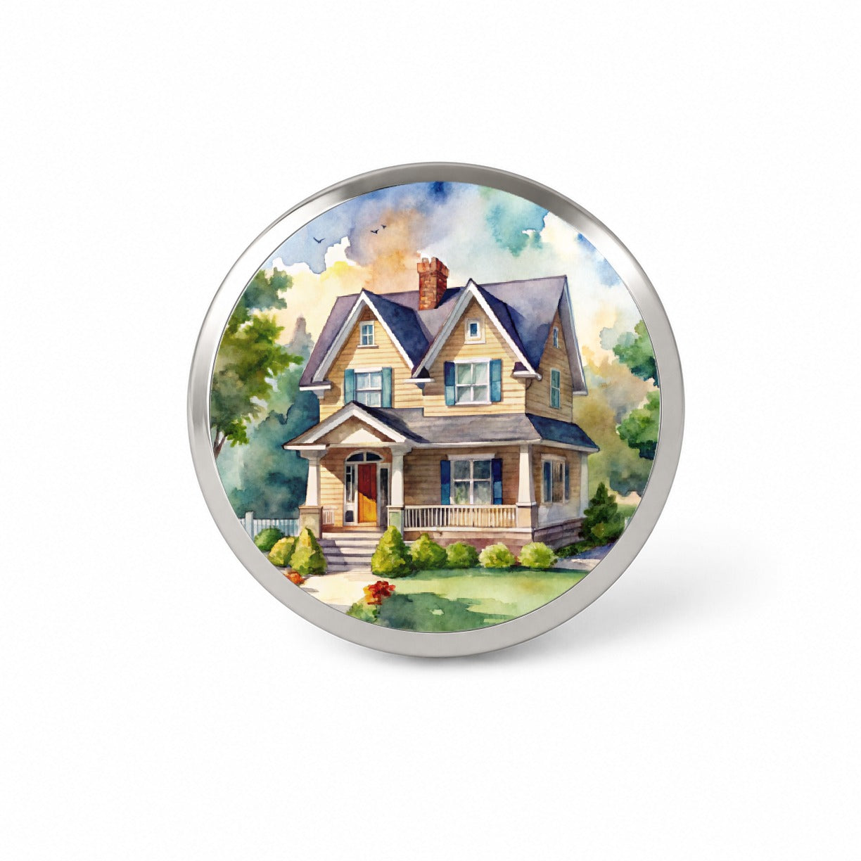 Country Farm House Painting Watercolor Novelty Hat Backpack Lapel Pin