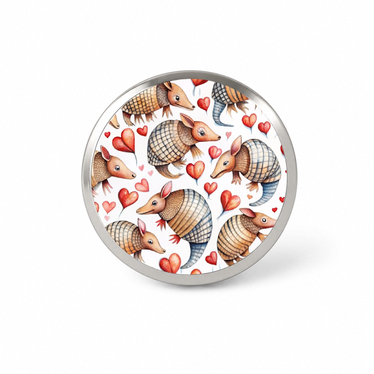 Cute Armadillos Hearts Watercolor Novelty Hat Backpack Lapel Pin