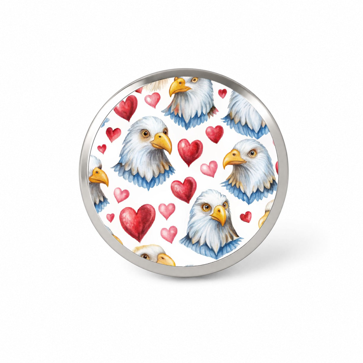 Cute Bald Eagles Hearts Watercolor Novelty Hat Backpack Lapel Pin
