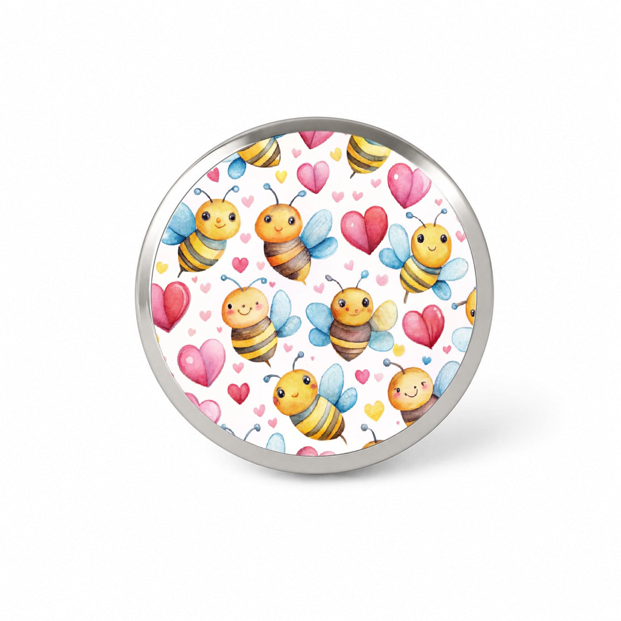 Cute Bees Hearts Watercolor Novelty Hat Backpack Lapel Pin