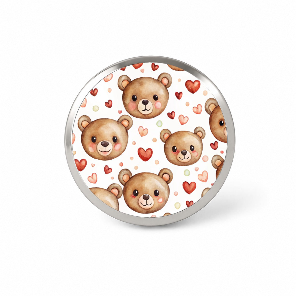 Cute Brown Bear Faces Hearts Novelty Hat Backpack Lapel Pin