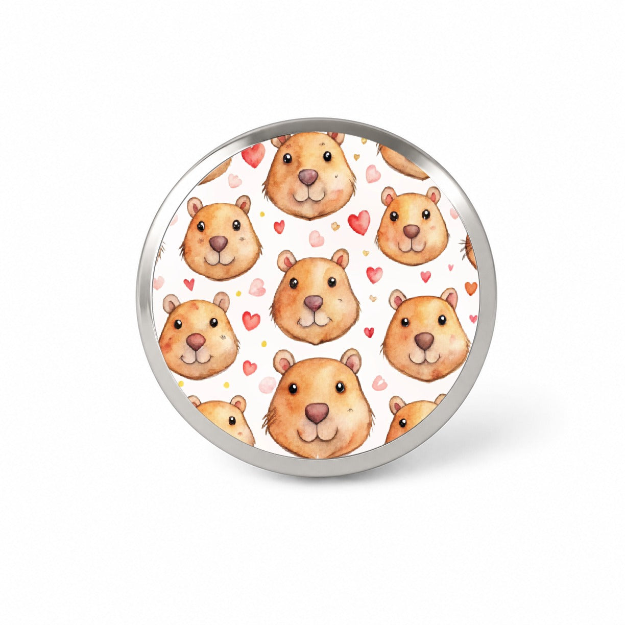 Cute Capybara Faces Hearts Novelty Hat Backpack Lapel Pin